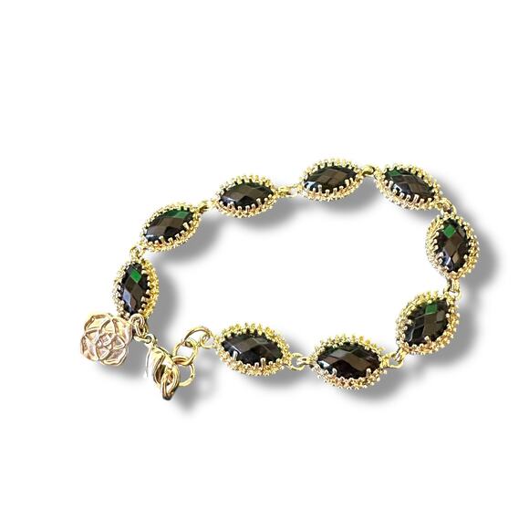 Kendra Scott Jana Line Black Gold Embossed Marquise-Cut Slinky Line Bracelet - Picture 7 of 7